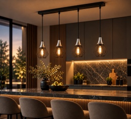 Lampa wisząca 4xE27 SELENE BLACK/SILVER