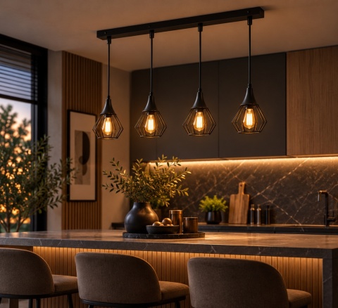 Lampa wisząca 4xE27 SELENE BLACK