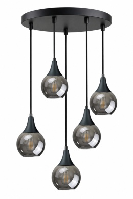 Lampa wisząca 5xE27 LACRIMA SMOKY BLACK