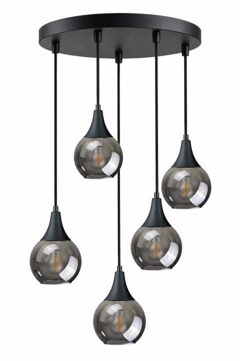 Lampa wisząca 5xE27 LACRIMA SMOKY BLACK