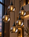 Lampa wisząca 5xE27 LACRIMA SMOKY BLACK