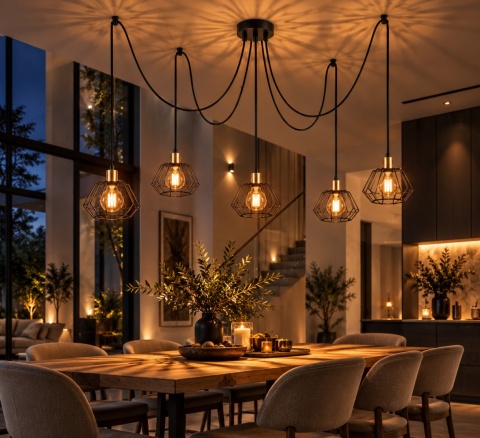 Lampa wisząca 5xE27 LUNA GOLD