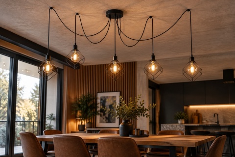 Lampa wisząca 5xE27 RUBEN BLACK