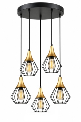Lampa wisząca 5xE27 SELENE BLACK/GOLD