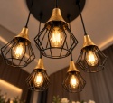 Lampa wisząca 5xE27 SELENE BLACK/GOLD