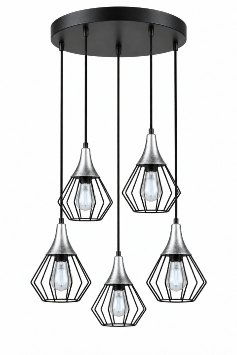 Lampa wisząca 5xE27 SELENE BLACK/SILVER