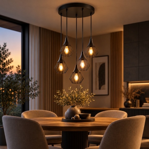 Lampa wisząca 5xE27 SELENE BLACK