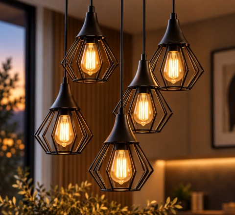 Lampa wisząca 5xE27 SELENE BLACK