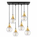 Lampa wisząca 6xE27 LACRIMA CLEAR BLACK/GOLD