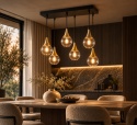 Lampa wisząca 6xE27 LACRIMA CLEAR BLACK/GOLD