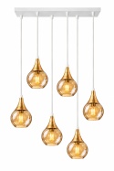 Lampa wisząca 6xE27 LACRIMA HONEY WHITE/GOLD