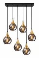 Lampa wisząca 6xE27 LACRIMA SMOKY BLACK/GOLD
