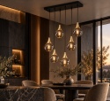 Lampa wisząca 6xE27 LACRIMA SMOKY BLACK/GOLD