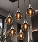 Lampa wisząca 6xE27 LACRIMA SMOKY BLACK/SILVER
