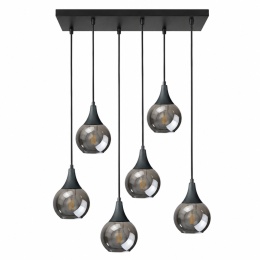 Lampa wisząca 6xE27 LACRIMA SMOKY BLACK