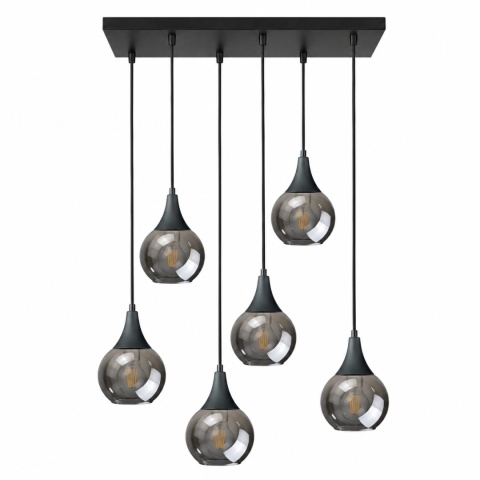Lampa wisząca 6xE27 LACRIMA SMOKY BLACK