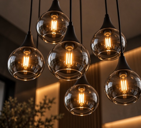 Lampa wisząca 6xE27 LACRIMA SMOKY BLACK