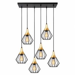 Lampa wisząca 6xE27 SELENE BLACK/GOLD