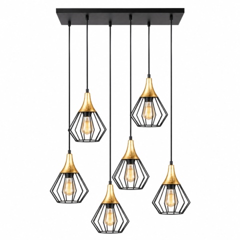 Lampa wisząca 6xE27 SELENE BLACK/GOLD