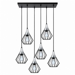Lampa wisząca 6xE27 SELENE BLACK/SILVER
