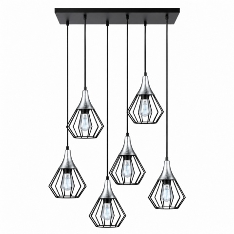 Lampa wisząca 6xE27 SELENE BLACK/SILVER