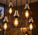 Lampa wisząca 6xE27 SELENE BLACK/SILVER