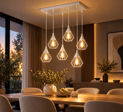 Lampa wisząca 6xE27 SELENE WHITE