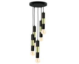 Lampa wisząca 5xE27 MAGNUM BULB BLACK/GOLD