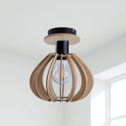 Lampa sufitowa 1xE27 NICOLETA NATURAL AND BLACK 820