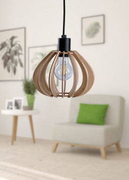 Lampa wisząca 1xE27 NICOLETA NATURAL AND BLACK 821