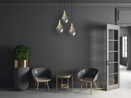 Lampa wisząca 3xE27 LACRIMA SMOKY/GOLD