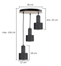 Lampa wisząca 3xE27 LUCE BLACK WOOD