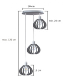 Lampa wisząca 3xE27 NICOLETA GREY 836