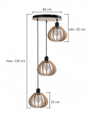 Lampa wisząca 3xE27 NICOLETA NATURAL AND BLACK 826