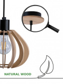 Lampa wisząca 3xE27 NICOLETA NATURAL AND BLACK 826