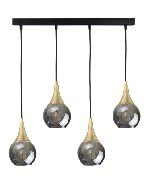 Lampa wisząca 4xE27 LACRIMA SMOKY/GOLD