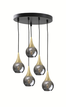 Lampa wisząca 5xE27 LACRIMA SMOKY/GOLD