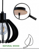 Lampa wisząca 5xE27 NICOLETA BLACK AND NATURAL 819