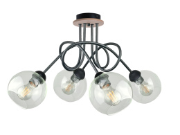 Lampa sufitowa 4xE27 EVIE BLACK/WOOD