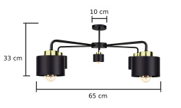 Lampa sufitowa 5xE27 SIMPLY BLACK/GOLD