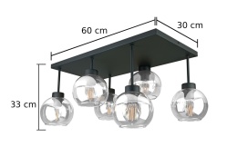 Lampa sufitowa 6xE27 Nessa Black/Clear
