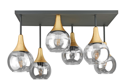 Lampa sufitowa 6xE27 Soma Gold/Clear