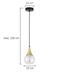 Lampa wisząca 1xE27 LACRIMA CLEAR BLACK/GOLD