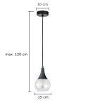 Lampa wisząca 1xE27 LACRIMA CLEAR BLACK