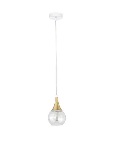 Lampa wisząca 1xE27 LACRIMA CLEAR WHITE/GOLD