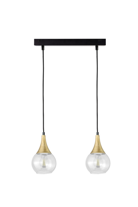 Lampa wisząca 2xE27 LACRIMA CLEAR BLACK/GOLD