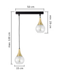 Lampa wisząca 2xE27 LACRIMA CLEAR BLACK/GOLD