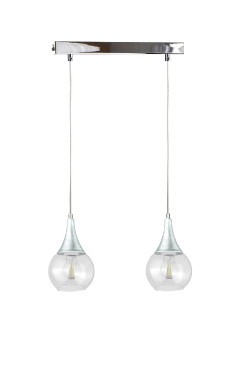 Lampa wisząca 2xE27 LACRIMA CLEAR SILVER