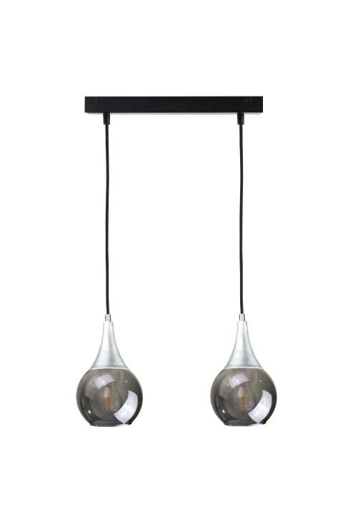 Lampa wisząca 2xE27 LACRIMA SMOKY/SILVER