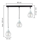 Lampa wisząca 3xE27 LACRIMA CLEAR BLACK/SILVER